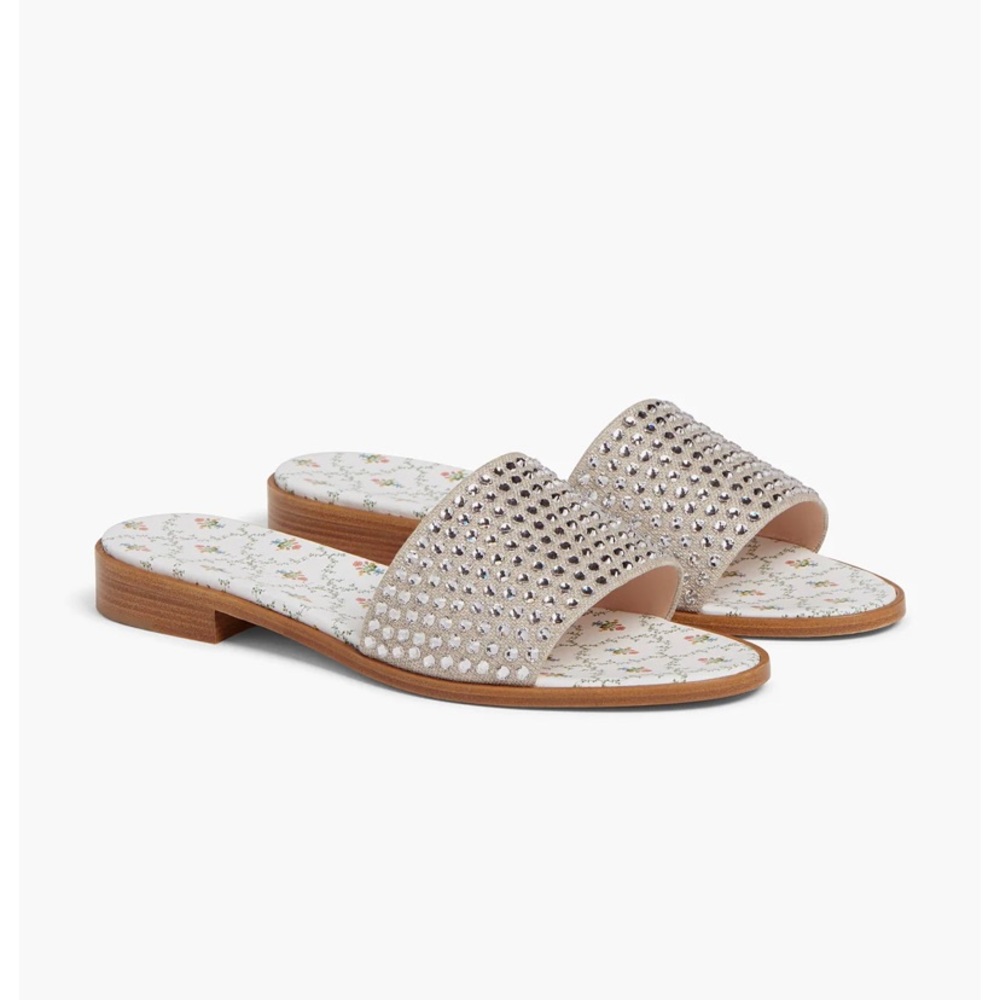 Hill House City Slides in Sand Rhinestone Size 37